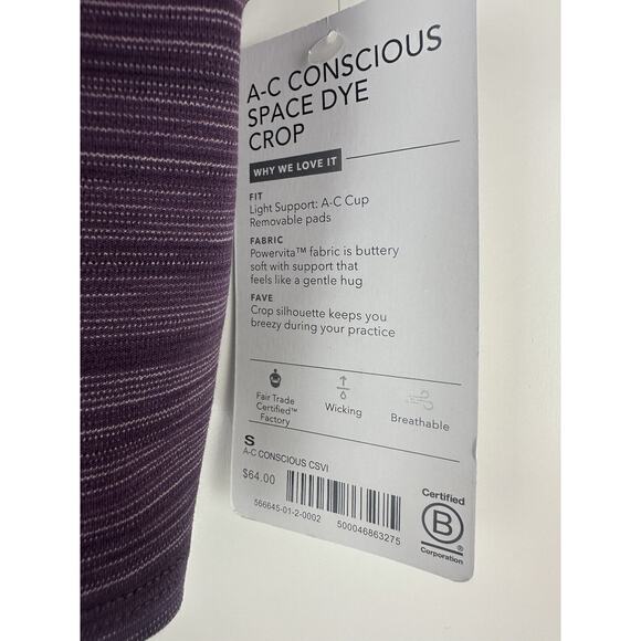 NWT Athleta Conscious Space Dye Crop Violet Purple Tank Sports Bra Stretch Small - Picture 4 of 10